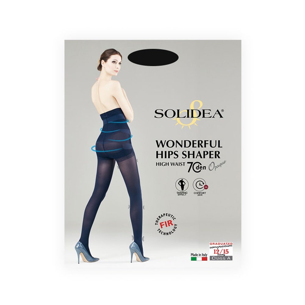 Solidea Collant Wonderful Vita Alta Hips Shaper 70 Denari Opaco Nero Taglia 3-ML