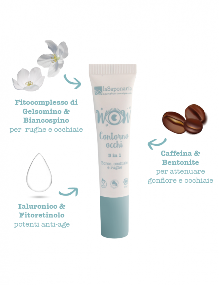 La Saponaria Wow Crème Contour des Yeux 3 en 1 15 ml